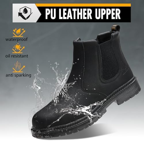 Steel Toe Boots for Men & Women,Slip On Work Boots for Construction