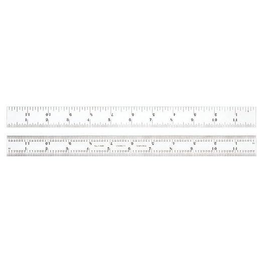 Starrett Full Flexible Steel Rule with Satin Chrome Finish, Quick Reading, and Inch Graduation - 4R Graduation, 12" Length, 1/64" Thickness - C304R-12