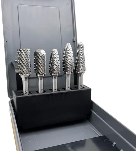 LU&MN Tungsten Carbide Burr Set, 1/2" Head 1/4" Shank, 5 Pcs
