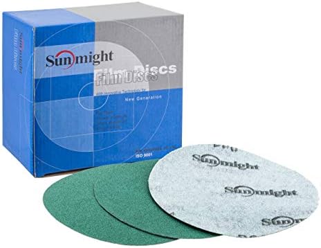 Sunmight Film Grip No Hole 6 Inch Sanding Discs - 150 Grit, Premium Aluminum Oxide - Strong Film Backing for Automotive, Marine, Wood & Metal Applications - Excellent Cutting and Long Life (50 Pcs)