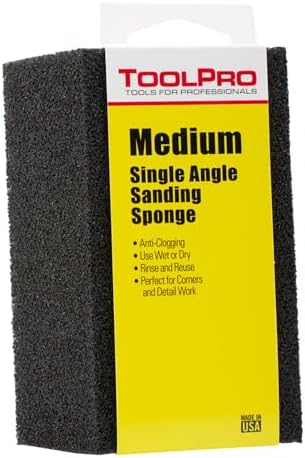 ToolPro Medium Grit Sanding Sponges 24-Pack - Single-Angle Washable Sanding Blocks for Drywall, Wood, and Paint Prep
