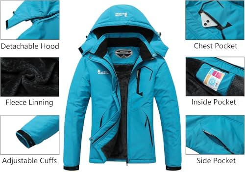 MOERDENG Women's Ski Jacket Warm Winter Coat Snowboarding Jacket