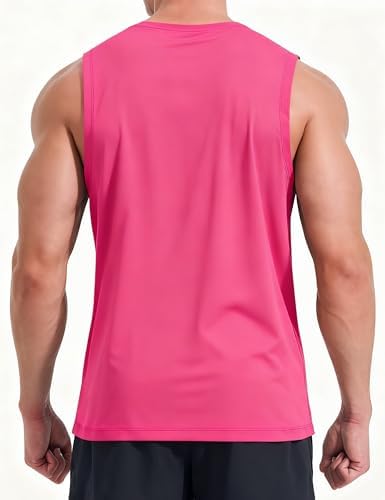 KPSUN Men's Quick Dry Workout Tank Top Summer Beach Shirt | UPF 50+ Sleeveless Gym Muscle Shirt with Hidden Pocket for Keys. Ideal for Gym Training, Outdoor Running, And Beach Workouts