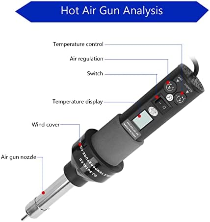 Mini Heat Gun, 200W Digital Display Hot Air Gun with Constant Temperature, Portable Handheld Heat Tool for DIY Electronics Crafting Shrink Tubing, 110V US Plug