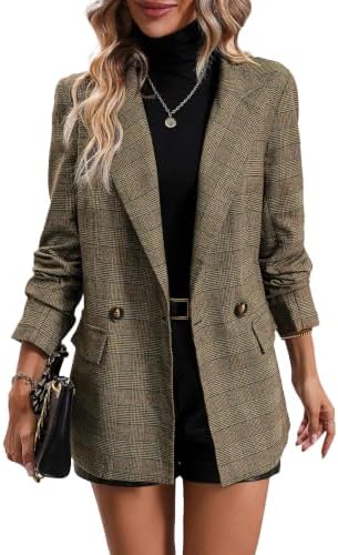 Mina Self 2026 Women's Fall Plaid Blazer Houndstooth Jacket Business Casual