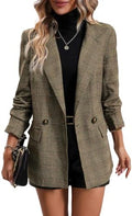 Mina Self 2026 Women's Fall Plaid Blazer Houndstooth Jacket Business Casual