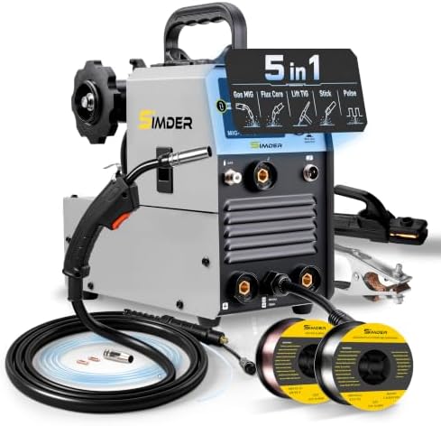 SSimder 5 in 1 Multiprocess Pulse MIG Welder, 140A for Home Garage DIY
