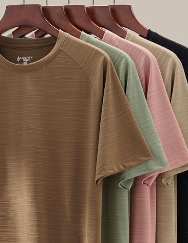 Liberty Imports 5 Pack Men's Active Quick Dry Crew Neck T Shirts