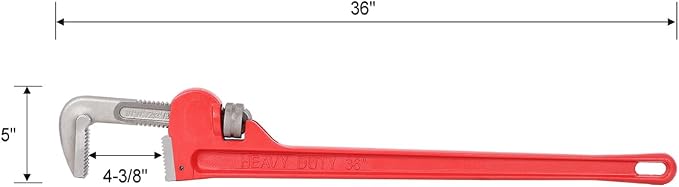Pipe Wrench 36 Inch, Rigid Pipe Wrench Sets Steel Adjustable | Professional Heavy Duty Hangable Design for Plumbing, Home, Vehicle Repair (36" Red Wrench)