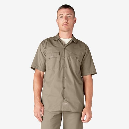 Dickies Men’s Short Sleeve Work Shirt – Durable Twill Button Down Shirts for Men, Lightweight Uniform for Daily Wear