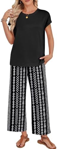 WIHOLL Two Piece Sets for Women Summer Spring Outfits Lounge Sets Beach Vacation Clothes Airport Travel Matching Clothing