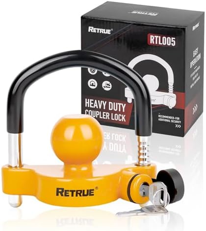 RETRUE Universal Trailer Coupler Hitch Ball Lock, with Cover & Cap, Yellow
