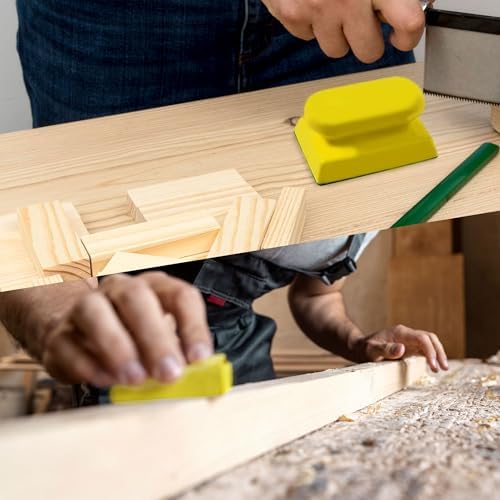 Hand Sanding Block Set of 16,Interchangeable Assorted Contoured Profile Sanding Pad Kit,Hook and Loop Abrasive Sanding Chassis for Sand Wood Furniture, Auto Paint and Crafts,Yellow