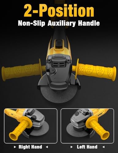 Brushless Angle Grinder, for DEWALT 20V Battery, 4-1/2" Cordless Small Angle Grinder with Auxiliary Handle, 10 Sandpapers, 2 Cutting & 2 Grinding Wheels, Pin Wrench, Lock-on Slide Switch for Polishing
