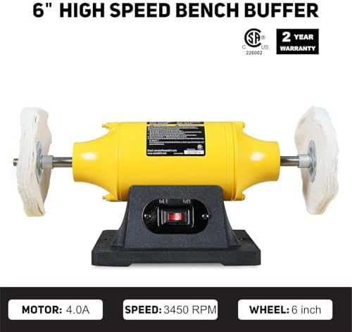 Woodskil 6" 1/2HP Benchtop Buffer Polisher,4A,3450RPM