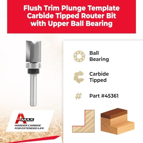 Amana Tool - 45361 Carbide Tipped Flush Trim Plunge Template 9/16 Dia x 3/4" x 1/4 Sha