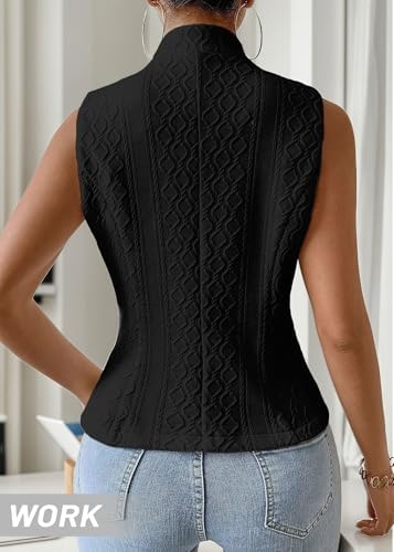 Mina Self Women's Sleeveless Sweater Vest,Knit Stretchy Dressy Casual Top