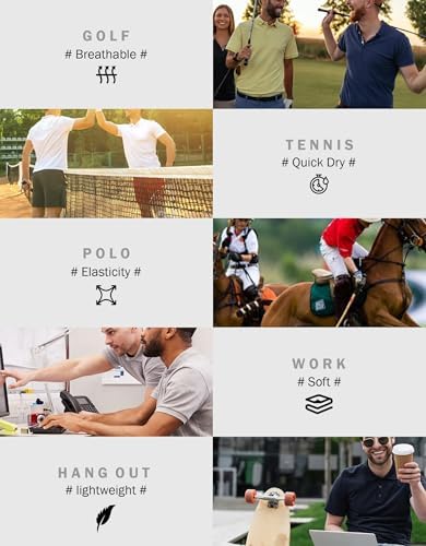 5 Pack Men's Polo Shirts Short Sleeve Golf T Shirt Performance Casual
