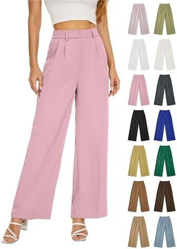 KICZOY Women Casual Wide Leg Dress Pants High Waist Lightweight Flowy Pants