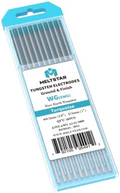 TIG Welding Tungsten ElectrodesRare Earth blend Tungsten Electrodes(Comparable to E3 Purple) 3/32” x 7” (Turquoise, WG20) 10-Pack