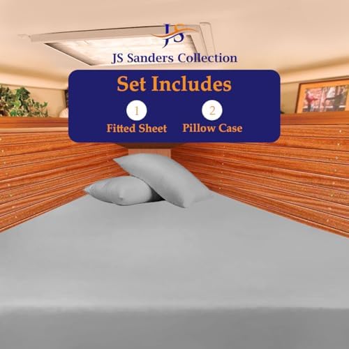 JS Sanders XL V Berth Boat Sheet 3 Pcs 600 TC Egyptian Cotton,Silver