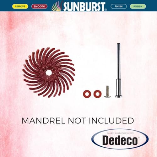 Dedeco Sunburst Radial Bristle Discs 48-Pack - 3/4" Curved - Red 220 Grit (Standard) - Aluminum Oxide for Polishing & Finishing