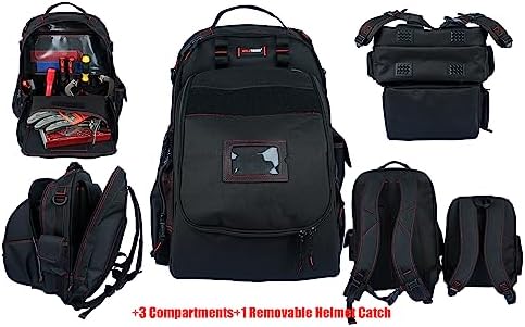 MELOTOUGH Welding Tool backpack for Tools and Helmet Extreme Gear Pack with Large Capacity Helmet Holder Luggage Storage Bag (Black)