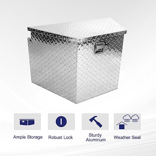 BLACKHORSE-RACING Heavy Duty Aluminum Trailer Tongue Tool Box for Pick Up Truck Bed RV ATV with Lock & Keys 29"(L) x 17"(W) x 18"(H)-Silver