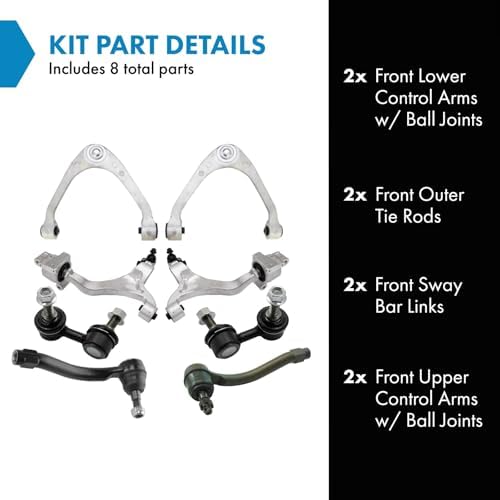 TRQ Front Steering & Suspension Kit Control Arm with Ball Joint Sway Bar