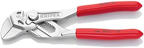 KNIPEX Tools Cobra Water Pump Pliers (8701150), 6-Inch,Red and KNIPEX Tools 86 03 125, 5-Inch Mini Pliers Wrench Bundle