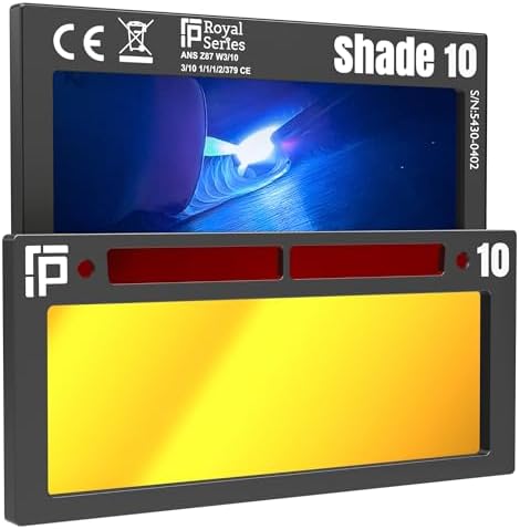 The King Single 2.0 | Shade 10 Gold Auto Darkening Welding Lens | 20A TIG Rating - No Flashing | 2" X 4.25" X 0.2" | Gold Welding Lens - Blue Puddle | Ridge Products Royal Series 2.0