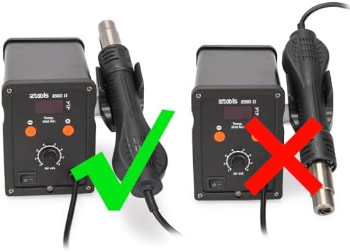 858D II Entry-Level Hot Air Rework Station Iron Kit with 3 Hot Air Nozzles (5/8/10mm), PID Temp Control, Adjustable Temp 212℉~896°F & Air Volume, °C/°F Conversion, Auto Stand-by Mode