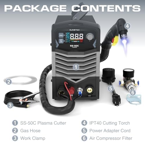 Sunstac 50A Plasma Cutter with Non-HF Pilot Arc, 110V/220V