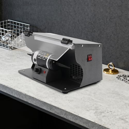 Polishing Machine, 200W Dual-Switch Control Polishing Grinder with Dust Collector and Two Mounting Shafts, Variable Speed Bench Electric Polishing Machine For Jewelry, Hardware and Small Workpieces