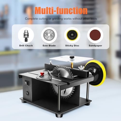 Mini Table Saws For Crafts Mini Multi-Functional Table Saw Small Woodworking Electric Bench Saw Precision Diy Cutting Tool Speed & Angle Adjustable For Wood Pcb Acrylic Plastic 200W