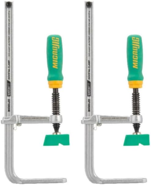 MICROJIG Matchfit DVC-850AP 2-In1, Track And In-Line Dovetail Clamp, 2-Pack, Green