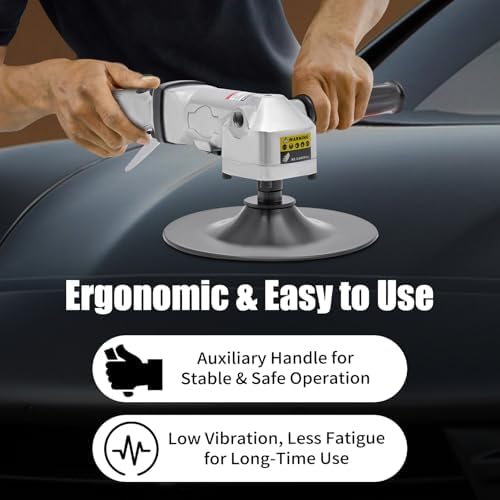 7 In Pneumatic Angle Sander, Polishing Machine Air Angle Floor Stones Grinder, 4500RPM Heavy Duty Air Sander for Floors Stones Cars Ships Motorcycles