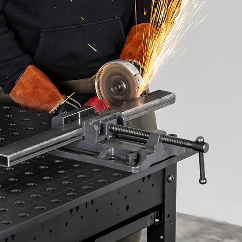 Strong Hand Tools 6.3" Heavy Duty Drill Press Vise, 3000 lb Clamping Force, Portable Bench Vise with Slotted Base, Hardened V-grooved Jaws, SBV388