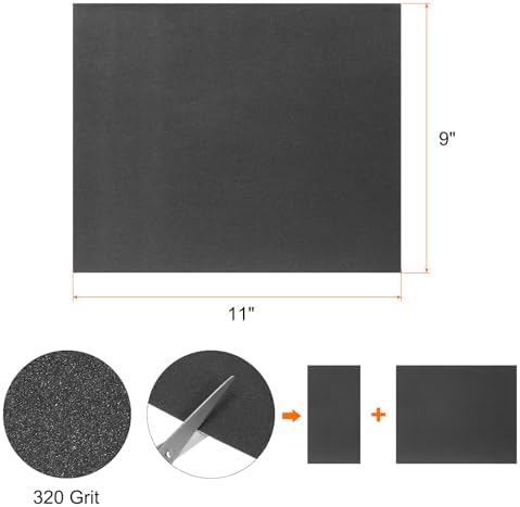 HARFINGTON 100pcs Sandpaper 320 Grit 9 x 11 Inch Waterproof Backing Silicon Carbide Abrasive Wet Dry Sanding Sheets for Wood Finishing, Metal Sanding, Automotive Polishing