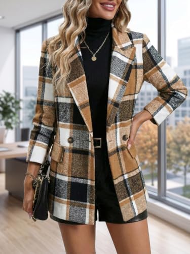 Mina Self 2026 Women's Fall Plaid Blazer Houndstooth Jacket Business Casual
