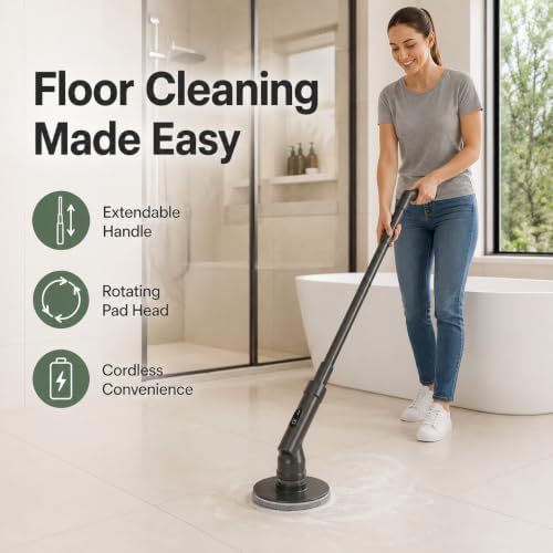Electric Spin Scrubber Cordless with Extendable Handle