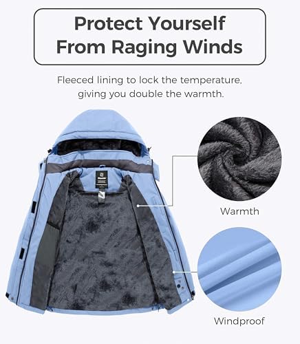 wantdo Women's Ski Jacket Waterproof Warm Fleece Lined Winter Snow Coat