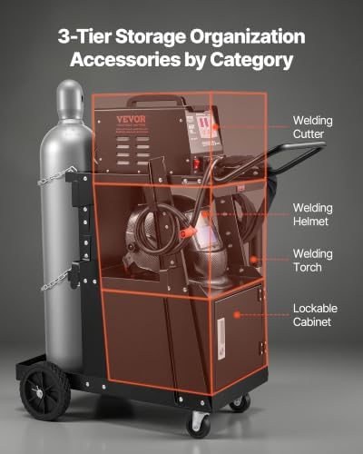 VEVOR 2-Tier Welding Cart Heavy Duty with Anti-Theft Lockable Cabinet