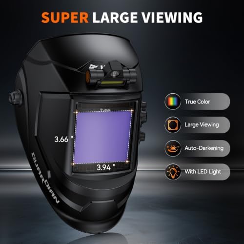 JASIC Auto Darkening Welding Helmet with Light, 1/1/1/1 True Color Lens