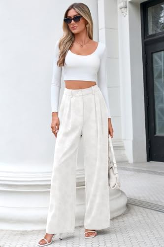 FUNYYZO Wide Leg Dress Pants for Women Work Slacks Business Casual Outfits