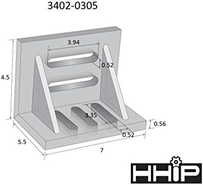 HHIP 3402-0305 7" x 5-1/2" x 4-1/2" Slotted Angle Plate, Webbed