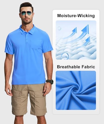 ZITY 5 Pack Polo Shirts for Men with Pocket Dry Quickly Short Sleeve Athletic Outdoor Work Collared Shirts