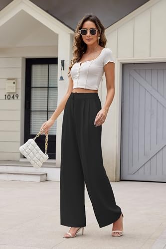 KICZOY Women Casual Wide Leg Dress Pants High Waist Lightweight Flowy Pants