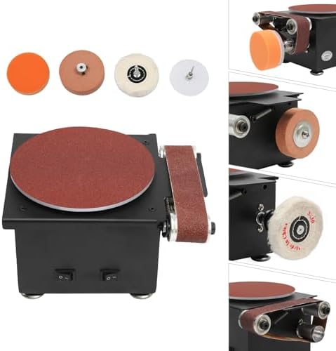 Mini Belt Disc Sander 6-Inch Sanding Disc and 1.2 x 15-Inch Sanding Belts for Wood Metal Stone Grinding, Small Spindle Sander Machine for Curve Grinding
