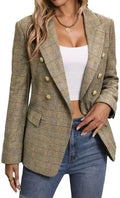Mina Self 2026 Women's Fall Tweed Blazer Plaid Jacket Business Casual Coat